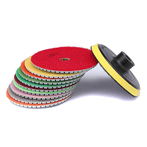 Tanchen 11pcs 4 Inch 50-3000 Grit Wet/Dry Diamond Polishing Pad Granite Marble Concrete Stone Kit