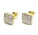 Mens Ladies 10k Yellow Gold Designer Square Micro Pave Diamond Earrings Studs