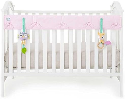 Babee Talk Organic Baby Crib Rail Cover with Teether Toys - 3 Piece Set - 12 in. Front - Solid Pink
