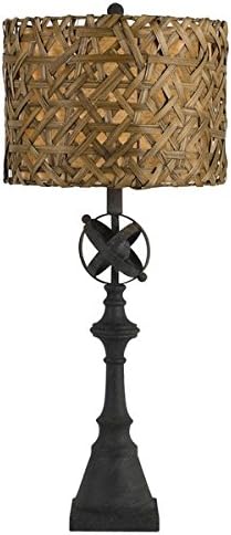 Deming Woven Shade Black Metal 150-Watt Buffett Lamp