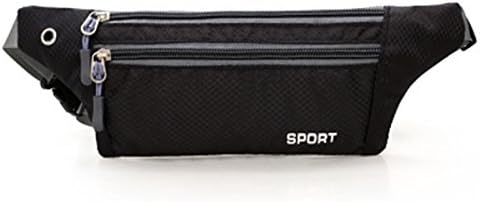 ONE Black Water-Resistant Men Women Sport Waist Fanny Crossbody Pack Bag. Good for Travel Running Hiking At the Beach and Trekking. Can Carry Wallet Phone Glasses Cigarettes Keys and EDC Things