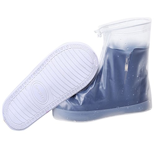 1 Pair Unisex Anti-Slip Rainy Shoes Cover Waterproof Reusable Zippered Shoe PVC Cover XXL-White