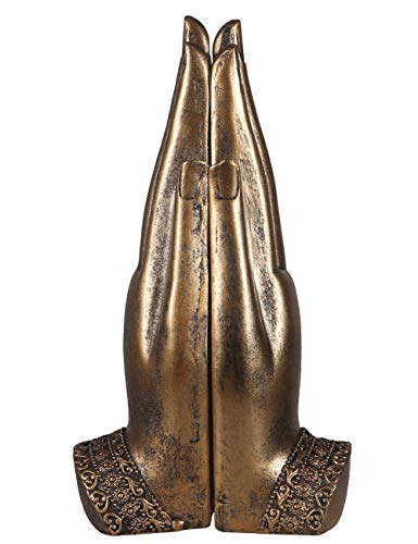 NBHUZEHUA Buddha Sitting in Hand Statue Resin Lao Thai Buddhist Figurines Home Decor Zen Gifts Gold - Thumbnail 4