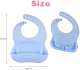 Vicloon Silicone Baby Bibs 2 Pack Waterproof Adjustable with Pocket Blue-Green view 2