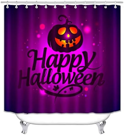 wxfhome HD Printed Halloween Shower Curtains, Bathroom Halloween Decorations, Include Accessories 12 Hooks（72X72 Inches）