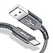 JSAUX Micro USB Cable for Android, (2-Pack 6.6FT) Micro USB Android Charger Cable Nylon Braided Cord Compatible with Galaxy S7 S6 J7 Edge Note 5, Kindle. MP3 and More-Grey