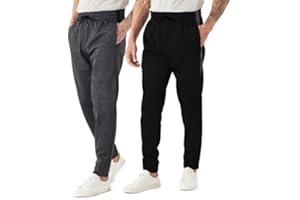 TEX2FIT 2-Pack Men's Active Fleece Joggers with Side Pockets, Jogging Pants (2pcs Set)