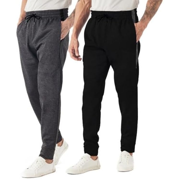 TEX2FIT 2-Pack Lightweight Mens Track Pants with Zipper Pockets
