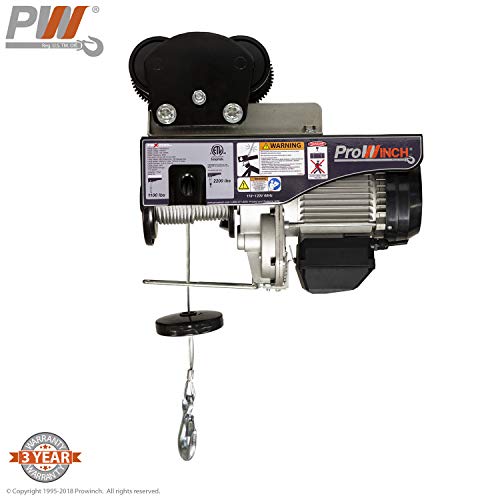 1 Ton Electric Wire Rope Hoist 2200 lbs. 38 ft. Wireless w/Power Trolley 110V