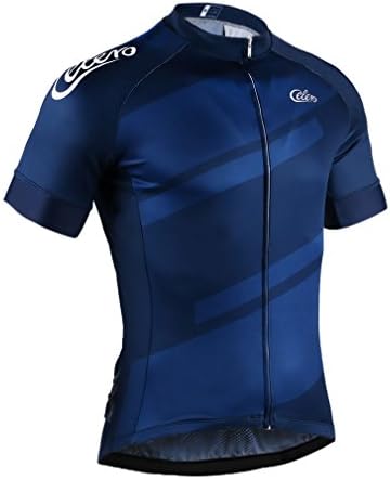 Celero Men's Short Sleeve Quick Dry Cycling Jersey Full Zip Biking Shirt(Navy,M)