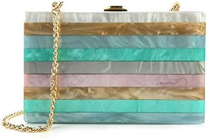 WUHX Marble Pattern High-End Dinner Bag Cheongsam Evening Bag Acrylic Portable Luxury Evening Dress Bag Ladies Party Chain Stitching Handbag