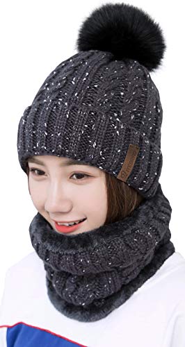 ladies grey hat and scarf set