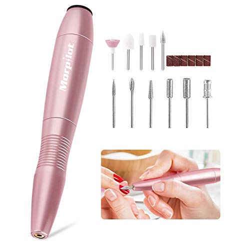 Electric Nail Drills, Morpilot 11 in 1 Professional Nail Drill Files Machine Manicure Pedicure, Low Noise Low Heat Low Vibration Polishing Tools Nail Set for Acrylic Gels Callus Removal (20000RMP)