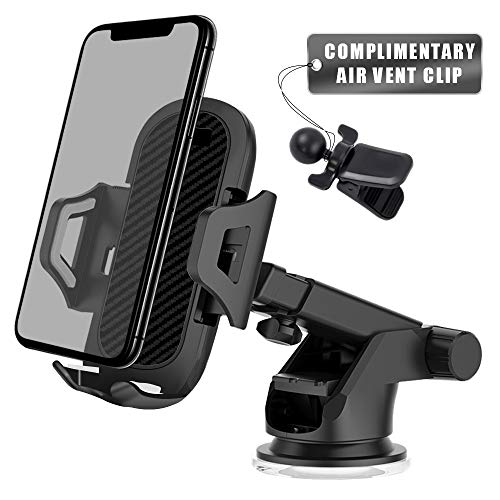 Car Phone Mount Smart Phone Holder for Car 2 in 1 Dashboard Windshield & Air Vent Universal Fit Mobile Phone Cradle with Adjustable Knob One Click Release Button for iPhone Xs MAX XR X Samsung Series - Thumbnail 6