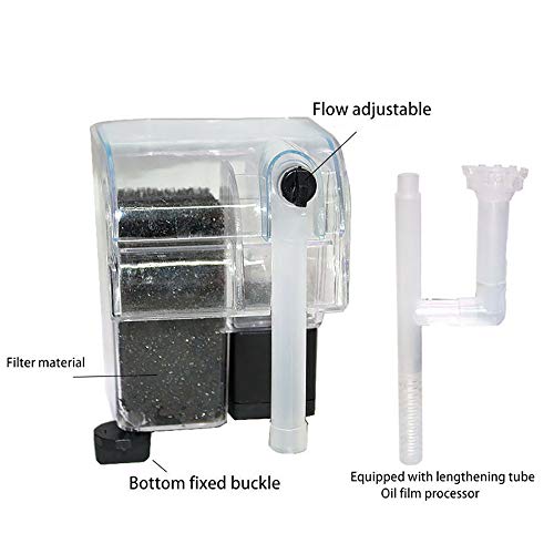 GOTDCO. Aquarium Hang On Filter,Mini Internal Protein Skimmer, Power Waterfall Suspension Oxygen Pump,Submersible Activated Carbon Biochemical Wall Mounted Fish Tank Filtration (Multicolor)