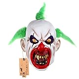 2pcs/set Multi Halloween Latex Clown Mask With Hair for Adults,Halloween Costume Party Props Masks (green)