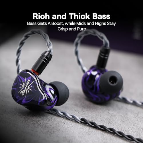 Linsoul Kiwi Ears Quartet 2DD+2BA Hybrid In-Ear Monitor, HiFi Earphones with Resin Shell Craftsmanship, Detachable EMI Cable OFC Silver Plated for Musician DJ Gaming