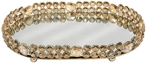 CMIC Crystal Mirror Display Oval Tray in Gold