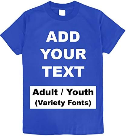 Custom T Shirts Heavy Comfort Add Your Own Text Message Cotton T Shirt [Adult/RoyalBlue/2XL]