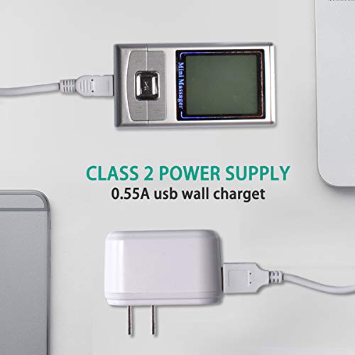 USB Charger and Plug Adapter with USB Cable for Electric Massager, Media MP3 MP4 Player (5V 550mA)