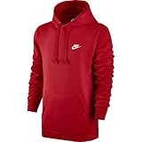 NIKE Club Fleece Pullover Longsleeve Men's Hoodie Red/White 804346-657