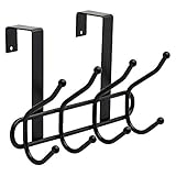Greenco Steel Quad Over the Door Hook, 4 Hooks - Black