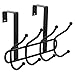 Greenco Steel Quad Over the Door Hook, 4 Hooks - Black