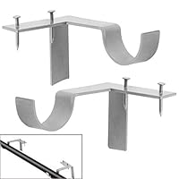 Jashem Curtain Rod Bracket 2 Pieces Drapery Rods Holders No Drill Single Window Frame Silver Rob Brackets for Home Decoration