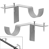 Jashem Curtain Rod Bracket 2 Pieces Drapery Rods Holders No Drill Single Window Frame Silver Rob Brackets for Home Decoration