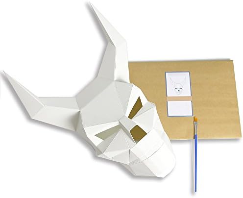 3D Paper Mask Animal Head Molds DIY Halloween Party Costume Cosplay Facial Paper-Craft Kit (Monster White)