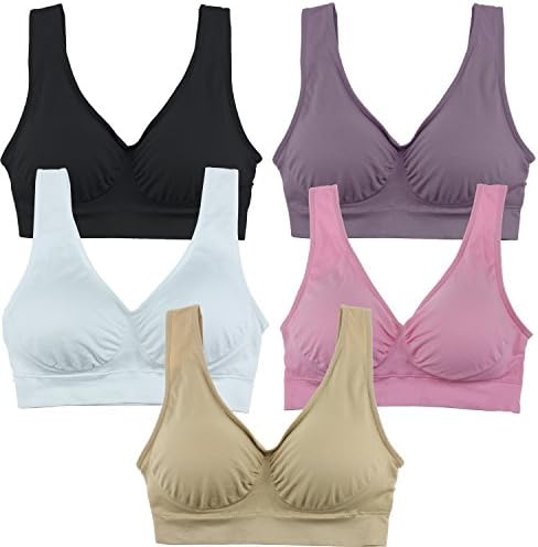 KINYAOYAO3 Pack Women's Ultimate Comfy Medium Support Seamless Wireless Sports Bra with Removable Pads