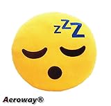 Aeroway 35cm Emoji Sleep Emoticon Yellow Round Cushion Pillow Stuffed Plush Soft Toy