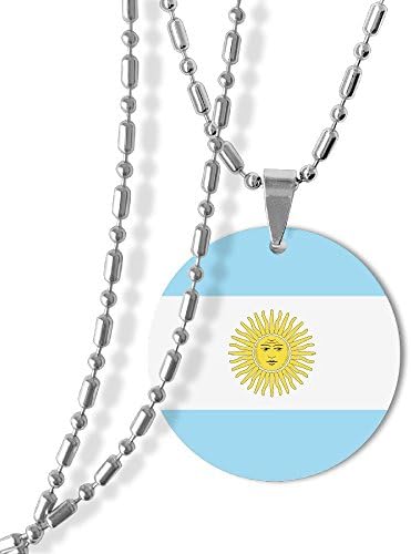 Argentina Flag National Flag Of Argentina Unisex Custom Pendant Necklace Chain Dog Tags Circle Circular For Women And Mens