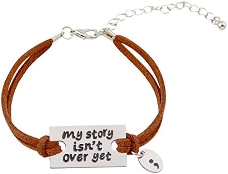 My Story Isn't Over Yet Adjustable Suede Leather Wrap Bracelet (Style1+Brown)