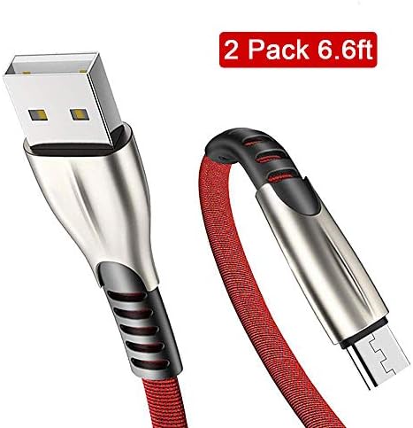 Samsung Galaxy S7 S6 Edge Charger Fast Charging, 2 Pack Micro USB Cable 6.6ft/2M Durable Android Charger Cords for Samsung J7 Prime J3 Emerge A7 Note5 4 LG Kindle Xbox PS4 Moto Turbo, Red