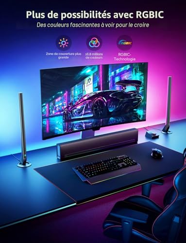 Govee RGBIC 42 cm Gaming Lightbar for PC with Desktop Controller, Sync Music for TV and Monitor, 60+ Scene Modes, Compatible with Alexa and Google Assistant, APP Control