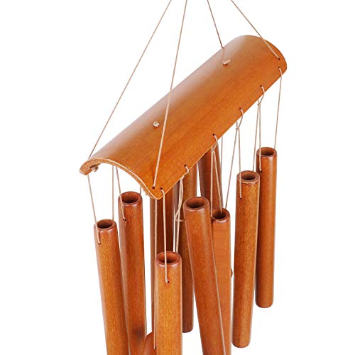 WEIKAI LIMITED Bamboo Wooden Wood Wind Chimes Outdoor Brown 10 Tube Natural Soothing Sound, Suitable for Outdoor Indoor Balcony (Brown)