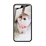 Cute kitten Black Stylish Cover Case For Iphone 5C with high-quality Silicon Rubber