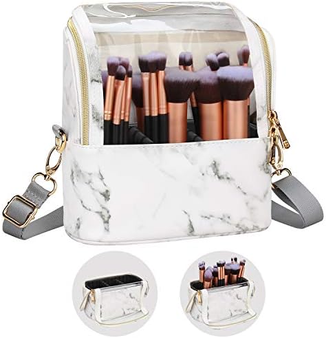 Makeup Brush Case Stand-up Makeup Cup Makeup Brush Holder Travel Professional Cosmetic Bag Artist Storage Bag with Shoulder Strap and Adjustable Divider (Marble) 1 Makeup Brush Case Stand-up Makeup Cup Makeup Brush Holder Travel Professional Cosmetic Bag Artist Storage Bag with Shoulder Strap and Adjustable Divider (Marble)