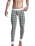 SEOBEAN Low Rise Mens Underwear Pants Long John Grid Cotton 2272