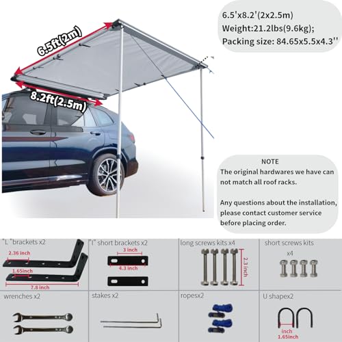 DANCHEL OUTDOOR Car Awning Roof Rack Pull-Out Sun