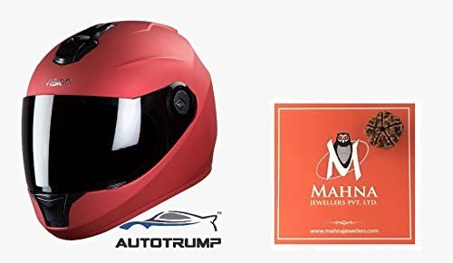 Steelbird Hunk Full Face Helmet With MJ Brand 5 mukhi Rudraksh (Matt Red, M)