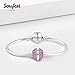 SOUFEEL July Birthstone Charm Rose Red Swarovski Crystal 925 Sterling Silver Charms Fit European Bracelet
