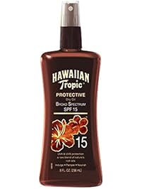 Hawaiian Tropic Sunscreen Protective Tanning Dry Oil Broad Spectrum Sun Care Sunscreen Spray - SPF 15, 8 Ounce