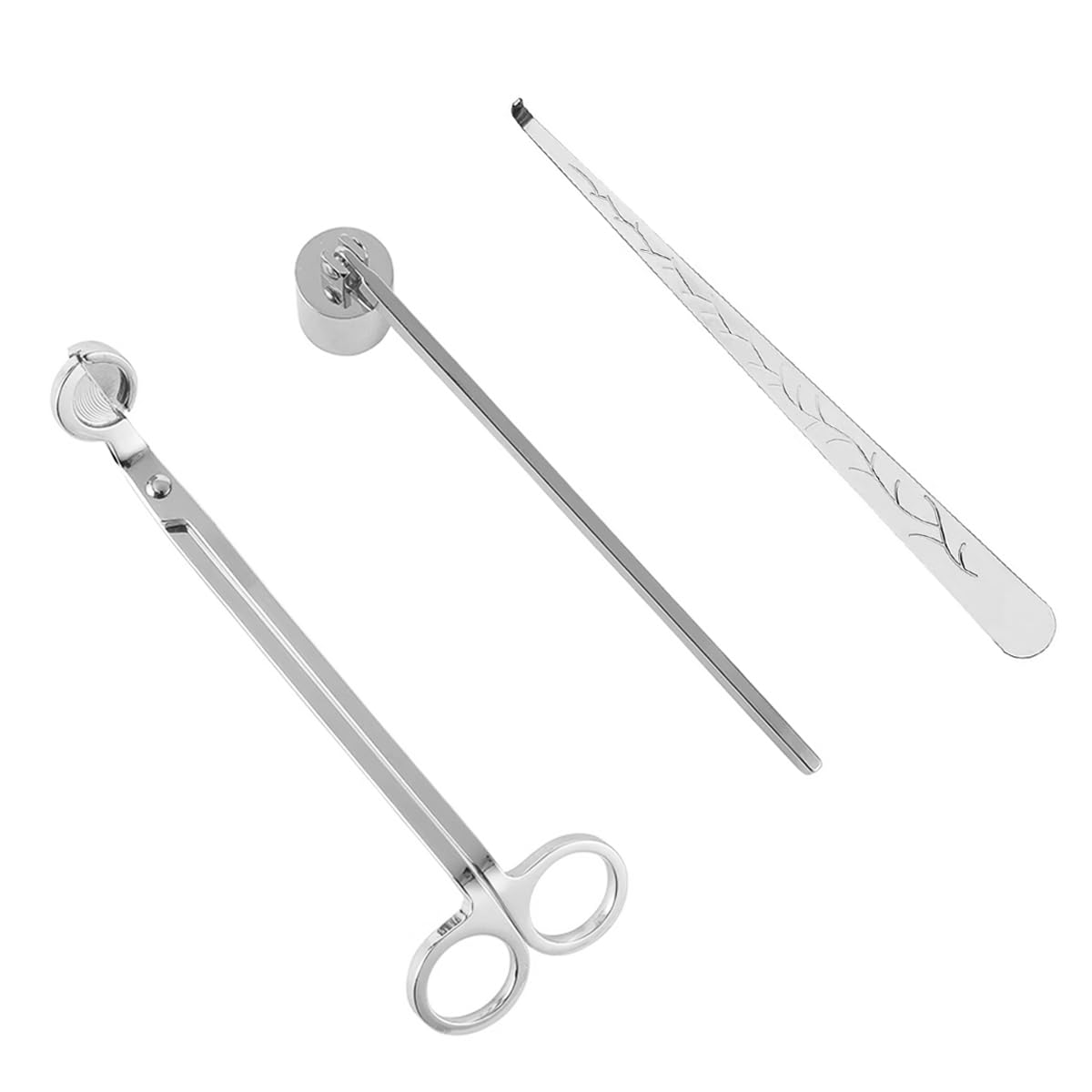 3 Pcs Candle Tools Accessory Set, Candle Cutte, Candle Wick Trimmer, Candle Accessory Set (Silver)