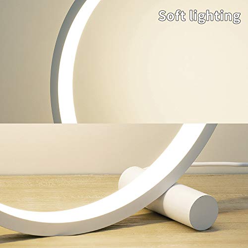 Cool Circle Design Led Table Reading Lamp Desk Light, Modern Metal Bedroom Bedsie Lamp Eye Caring Study Lamp Kid Room Nightstand Headboard Living Room Daylight White