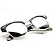 zeroUV - Half Frame Semi-Rimless Horn Rimmed Sunglasses (Black-Silver/Silver Mirror)