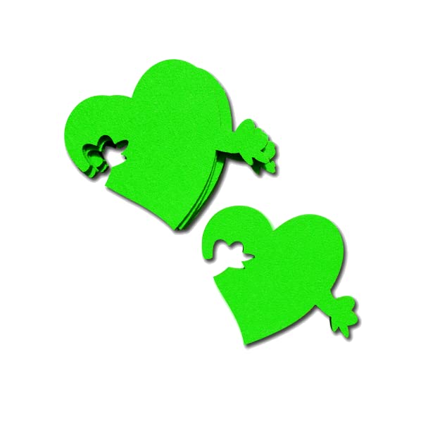 Supmo: felt coaster in heart shape, coaster hearts in red, orange and green, set of 5.5 mm thick, elegant and striking - coasters made of felt for drinking glasses, bowls Green