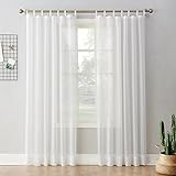 No. 918 Emily Sheer Voile Tab Top Curtain Panel, 59" x 95", White