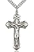 Men's Sterling Silver Textured Crucifix Pendant + 24 Inch Sterling Silver Chain with Clasp